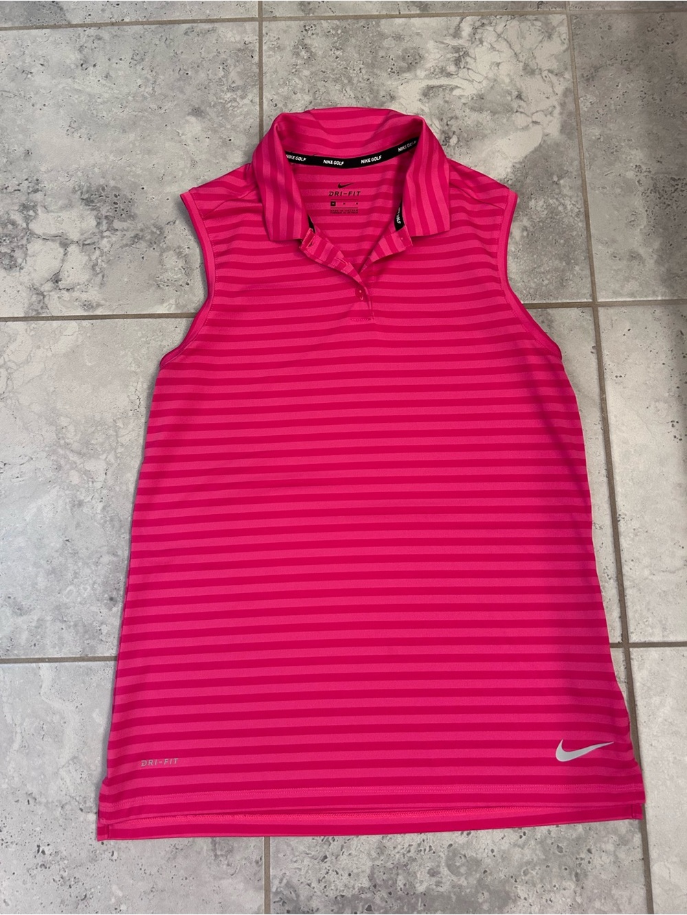 Nike Sleeveless Dri-FIT Striped Tank Top in Bright Pink